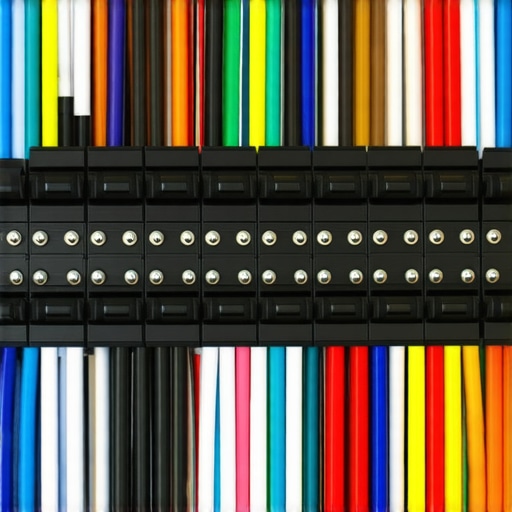 Home Theater Wiring Setup Organized home theater wiring with labeled cables and connectors for optimal performance