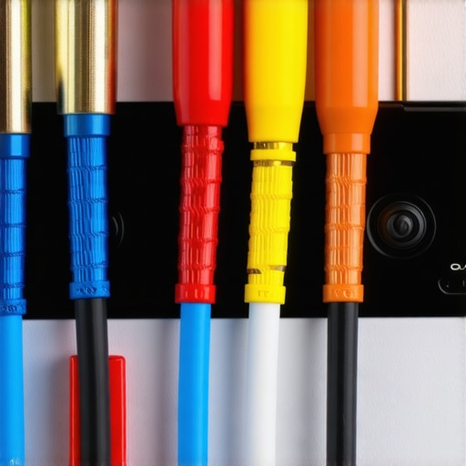 Premium Banana Plugs in Use Close-up of banana plugs connected to speaker wires in a home audio system