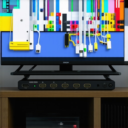 Organized HDMI cables and surge protector in a modern home theater