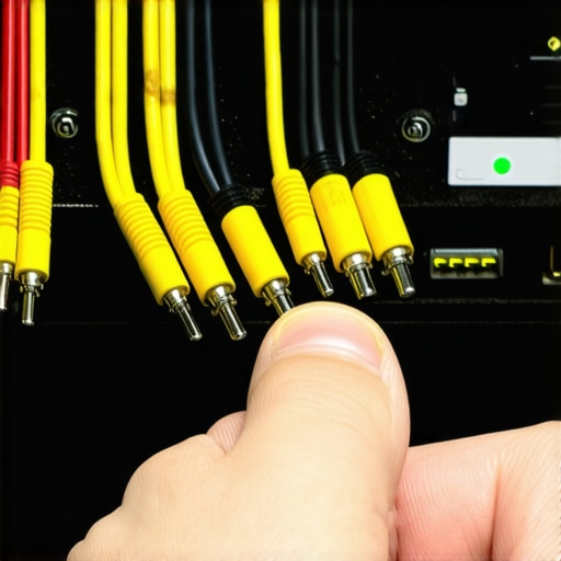 Person tightening banana plugs on speaker wires for optimal audio connection.