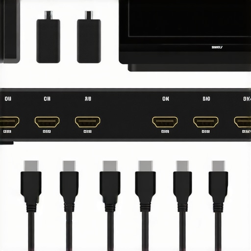 Proper maintenance tools for home theater Organized HDMI cables, banana plugs, and cable tester in a home theater setup